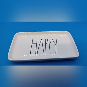 Rae Dunn "HAPPY" Rectangular Plate, Platter, Trinket Tray.
